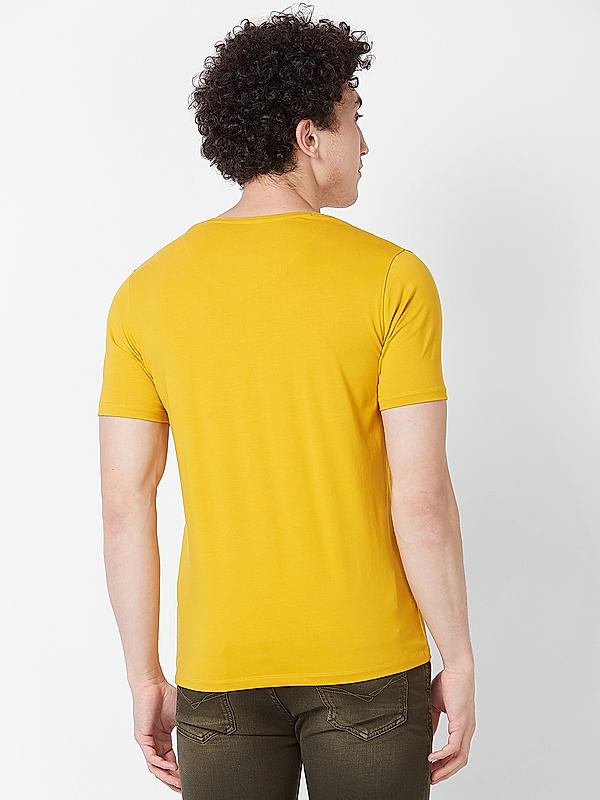 Killer Men Yellow Printed Slim Fit Half Sleeve T-Shirts