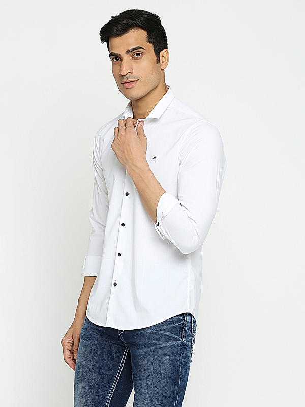 Men Slim Fit White Checks SHIRTS