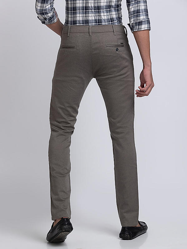 Men Slim Fit Grey Solid Trousers