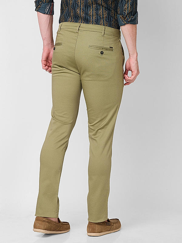 Men Slim Fit Light Green Solid Trousers