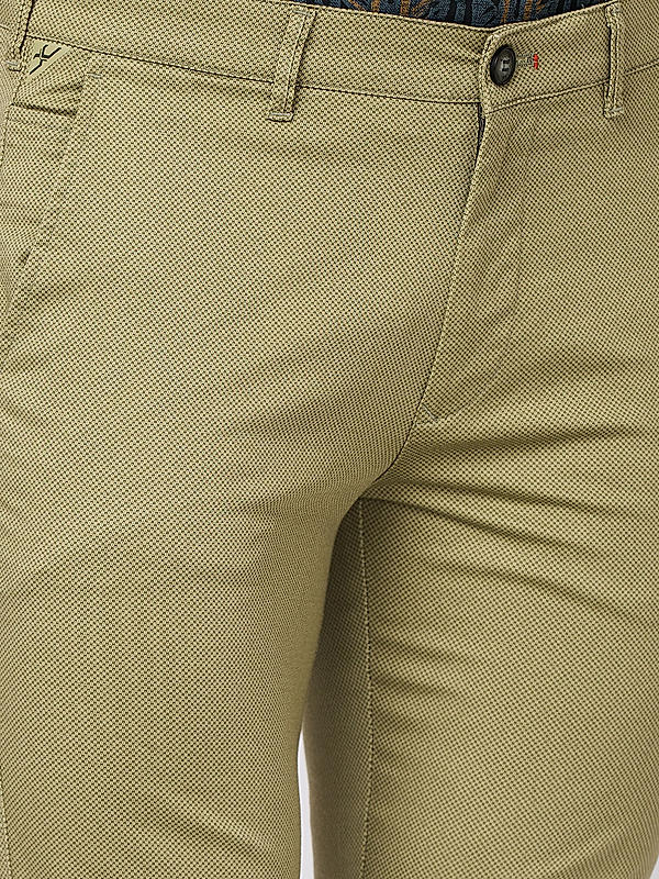 Men Slim Fit Light Green Solid Trousers