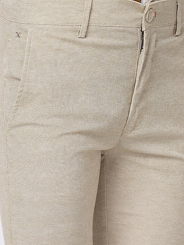 Men Slim Fit Khaki Solid Trousers