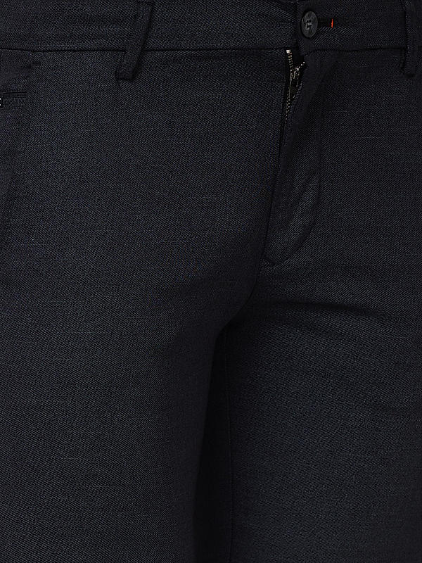 Men Slim Fit Black Solid Trousers