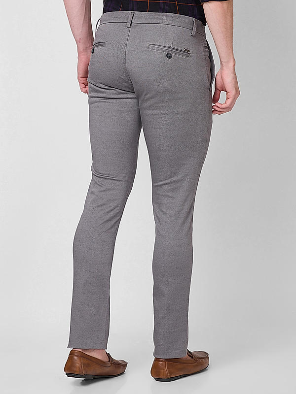 Men Slim Fit Grey Solid Trousers