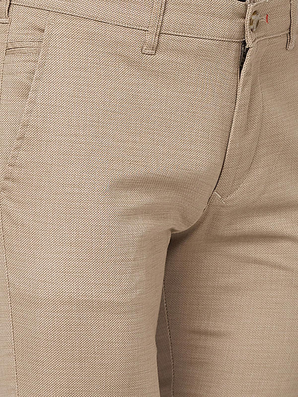 Men Slim Fit Khaki Solid Trousers