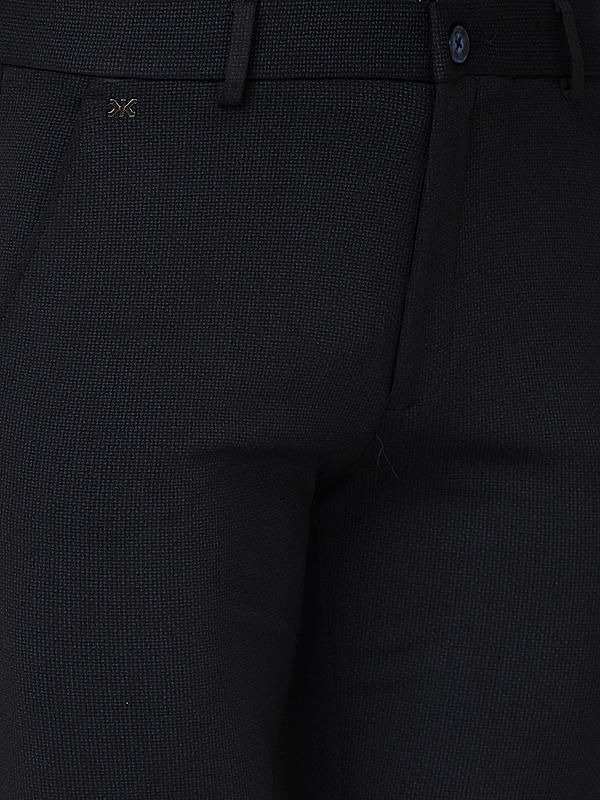 Men Slim Fit Navy Solid Trousers