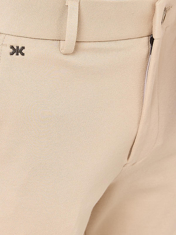 Men Slim Fit Cream Solid Trousers