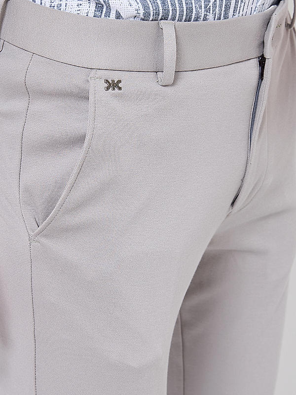 Men Slim Fit Grey Solid Trousers