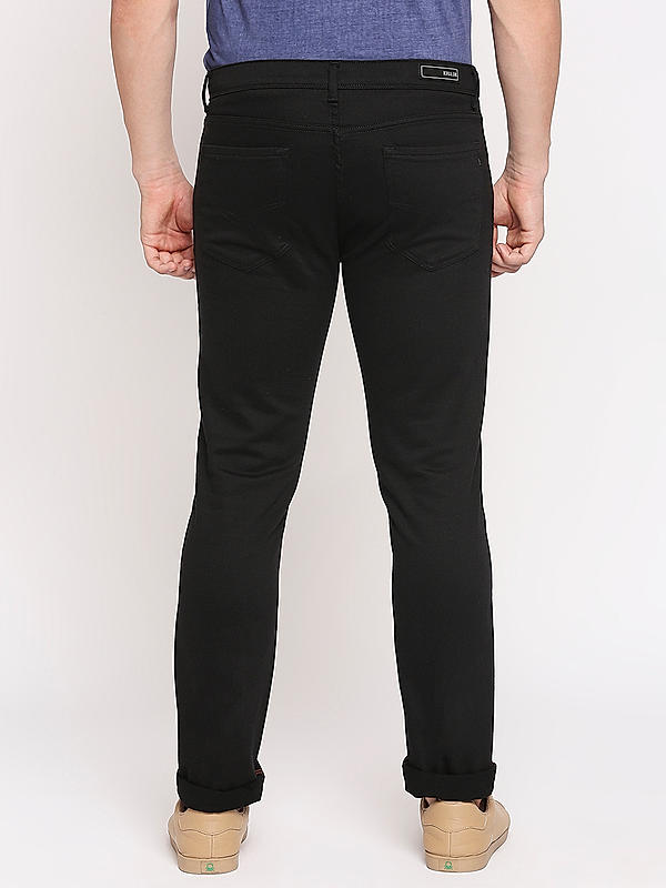 Men Slim Fit Black Solid Pants