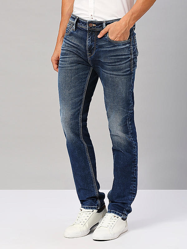 Men Skiny Fit Blue Solid Jeans