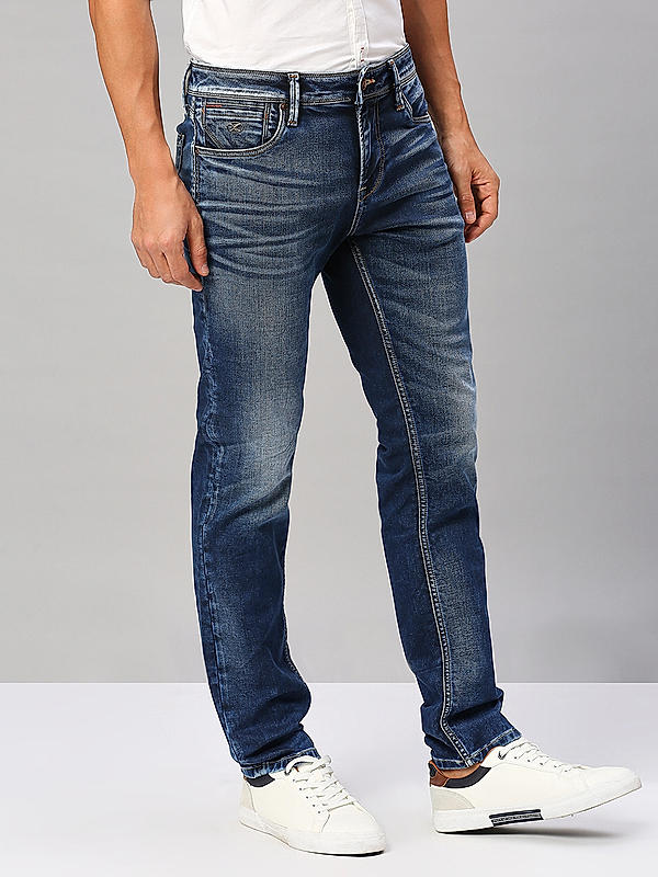 Men Skiny Fit Blue Solid Jeans