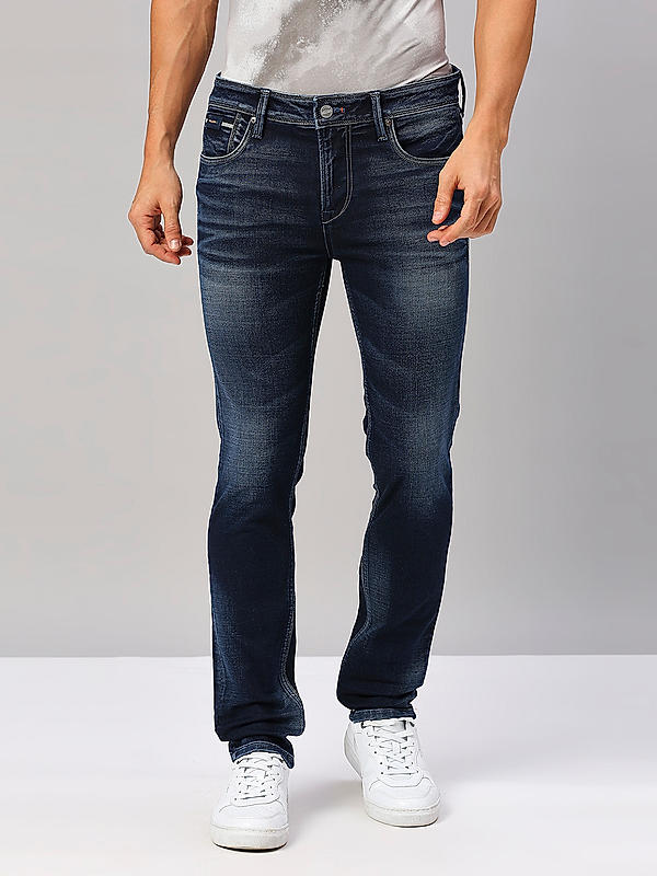 Men Skiny Fit Dark Blue Solid Jeans