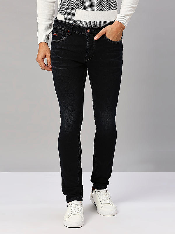 Men Skiny Fit Dark Blue Solid Jeans