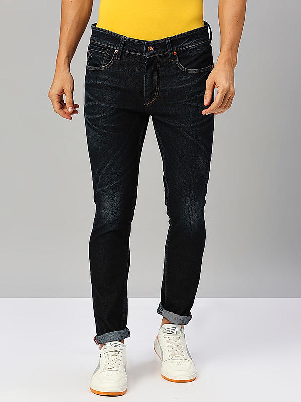 Men Skiny Fit Dark Blue Solid Jeans