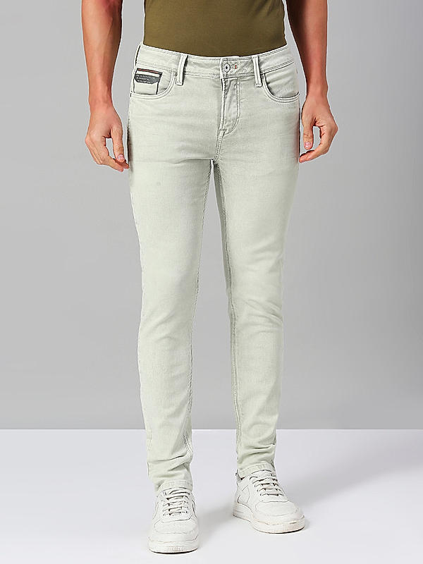 Men Slim Fit Light Grey Solid Jeans