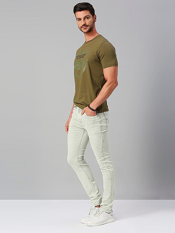 Men Slim Fit Light Grey Solid Jeans