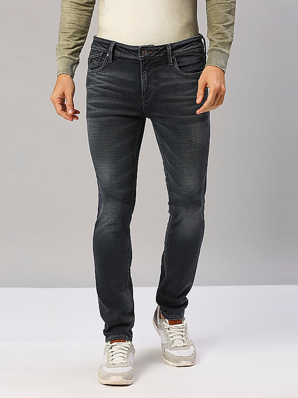 Men Slim Fit Grey Solid Jeans