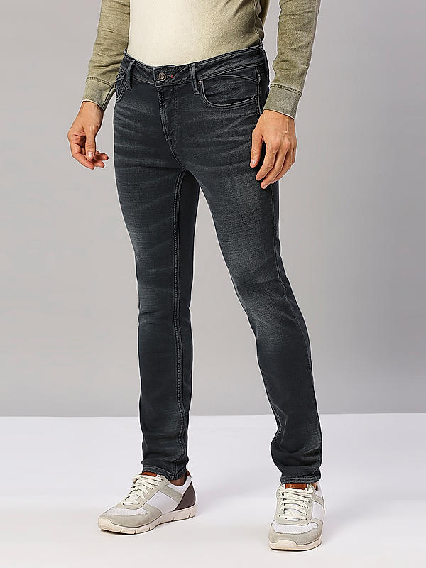 Men Slim Fit Grey Solid Jeans