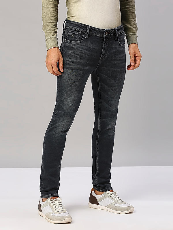 Men Slim Fit Grey Solid Jeans