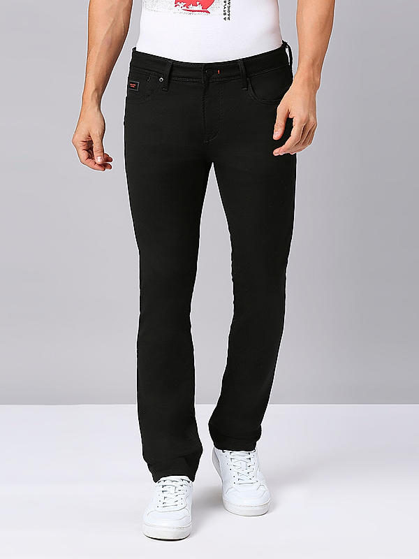 Men Slim Fit Black Solid Jeans