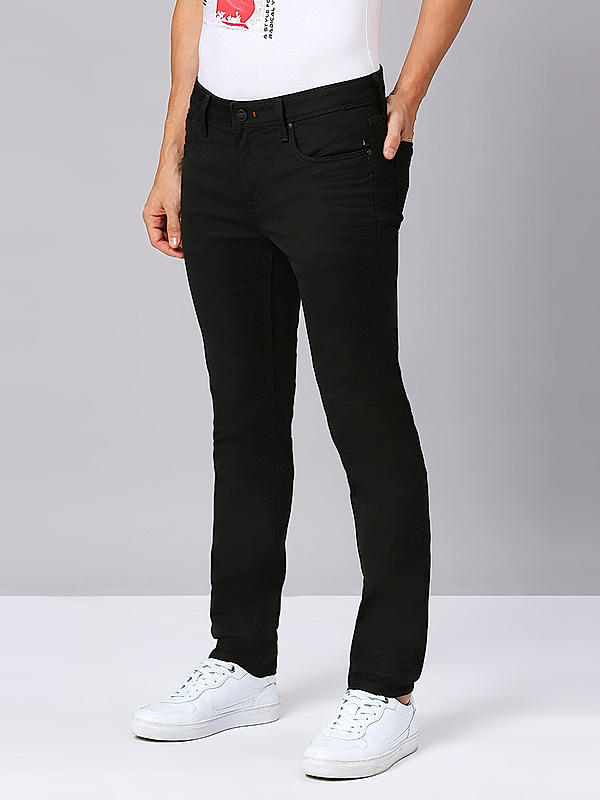 Men Slim Fit Black Solid Jeans