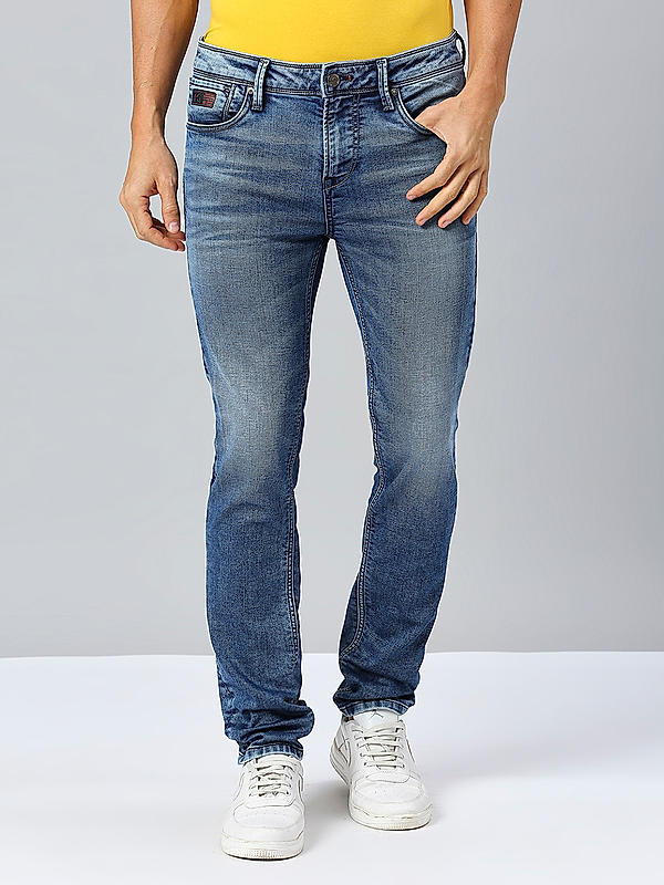 Men Slim Fit Blue Solid Jeans