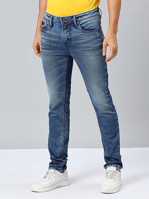 Men Slim Fit Blue Solid Jeans