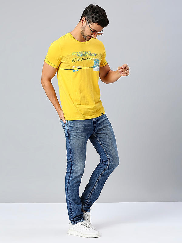 Men Slim Fit Blue Solid Jeans