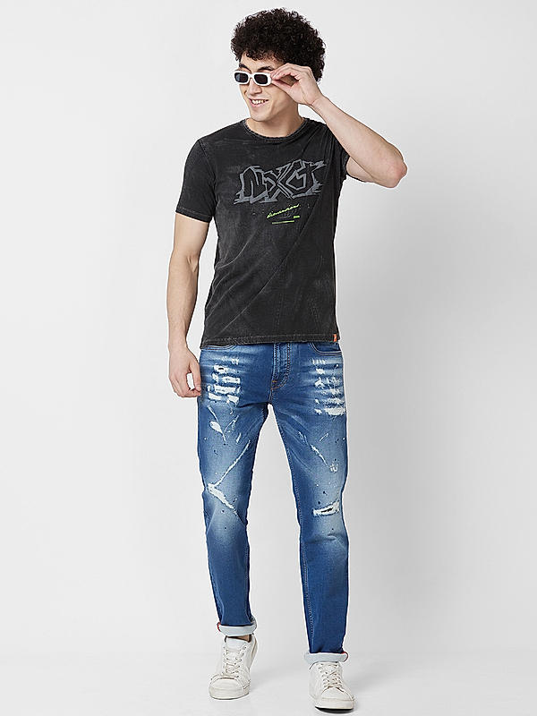 Men Slim Fit Blue Solid Jeans