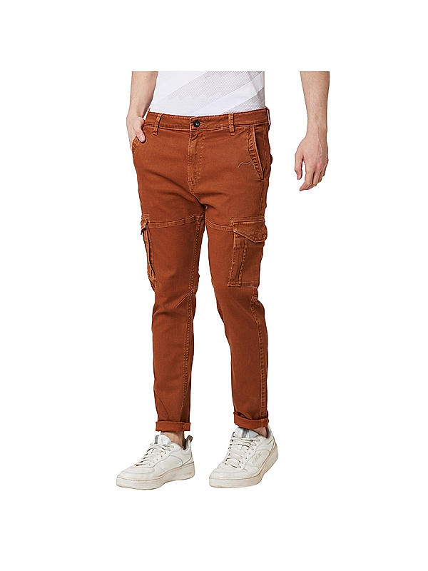 Men Slim Fit Rust Solid Jeans