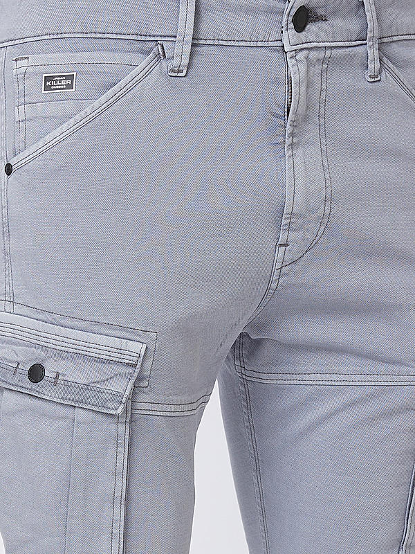 Men Slim Fit Grey Solid Jeans