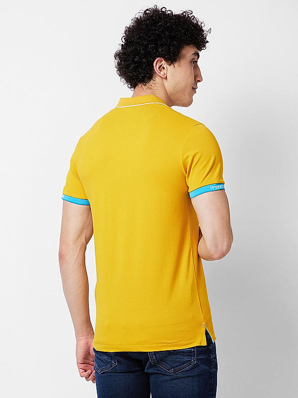 Men Slim Fit Yellow Solid T-SHIRTS