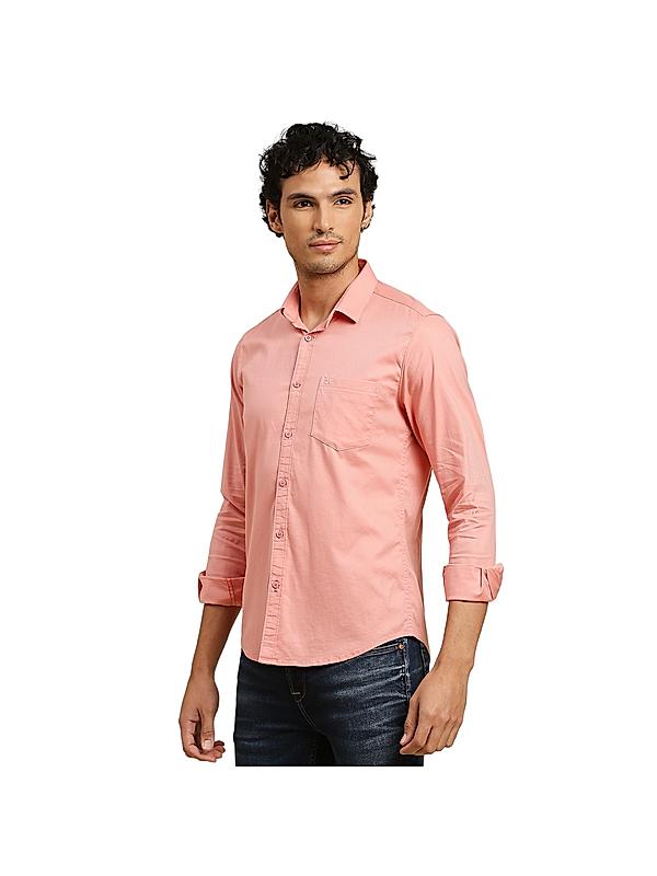 Killer Pink Solid Spread Collar Casual Shirts