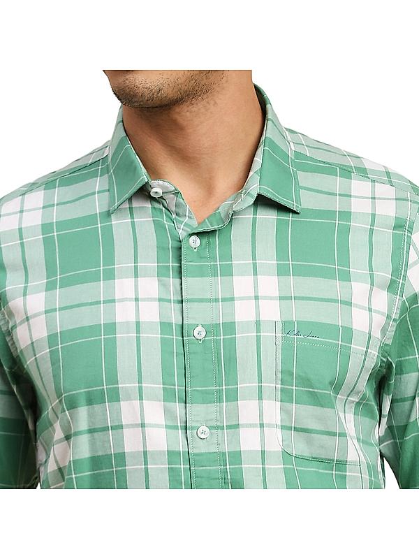 Killer Light Green Checks Shirt Spread Collar Casual Shirts