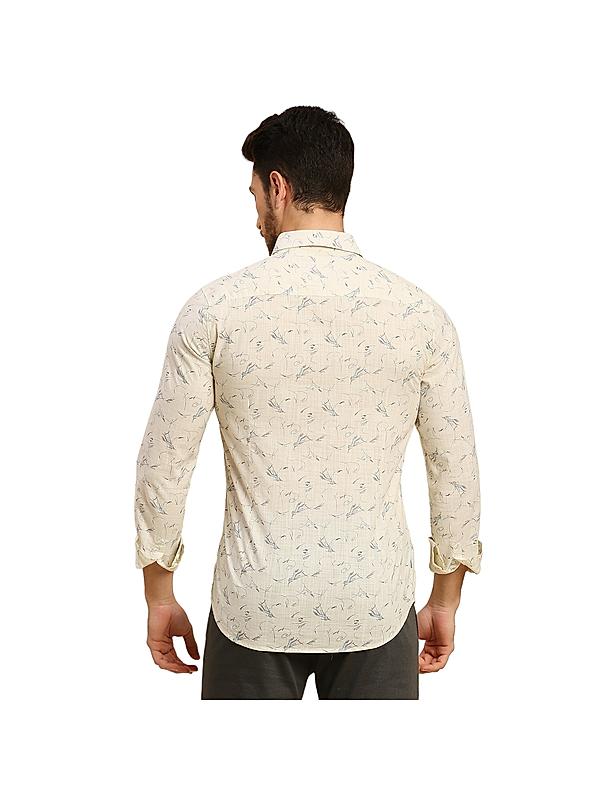 Killer Light Khaki Printed Spread Collar Casual Shirts