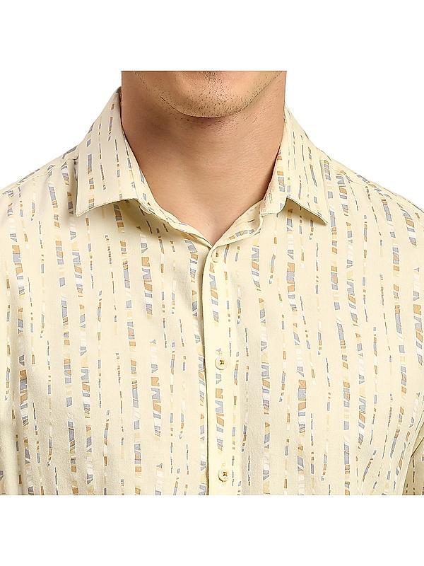 Killer Yellow Printed Spread Collar Casual Shirts