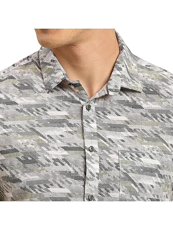 Killer Grey Abstract Spread Collar Casual Shirts