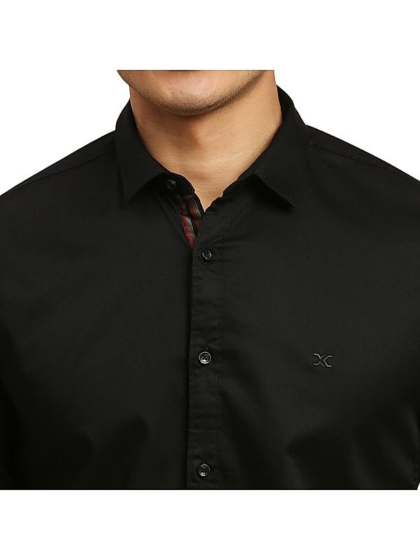 Killer Black Solid Spread Collar Casual Shirts