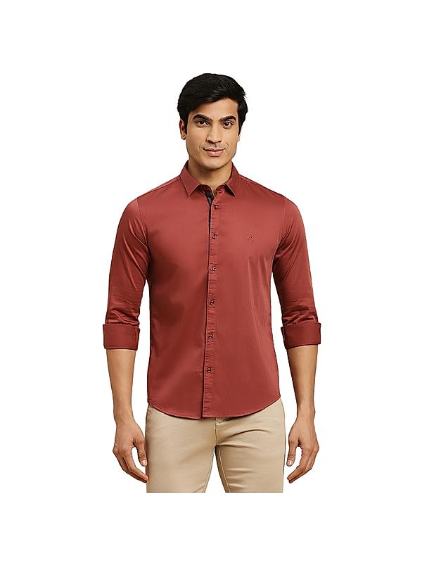 Killer Brown Solid Spread Collar Casual Shirts