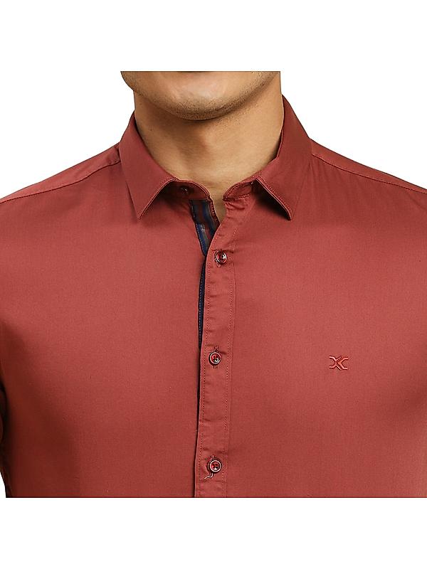 Killer Brown Solid Spread Collar Casual Shirts