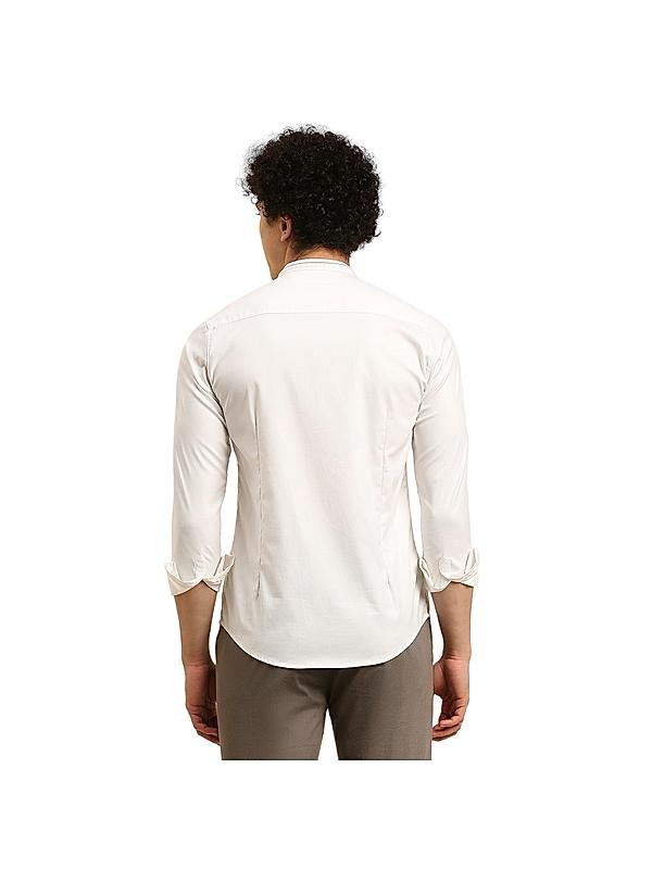 Killer White Solid Mandarin Collar Casual Shirts