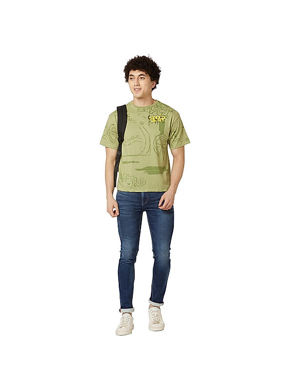 Killer Green Printed Round Neck Casual T-Shirts