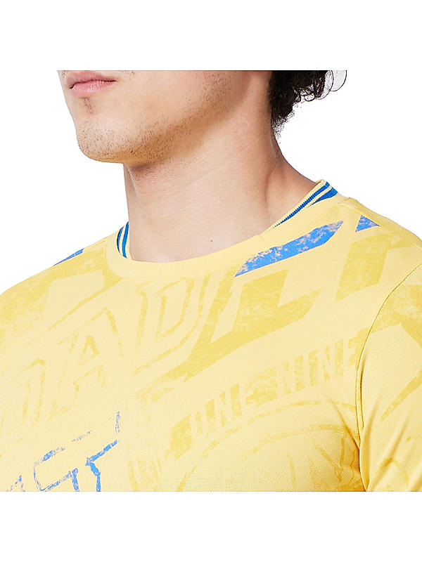 Killer Yellow Printed Round Neck Casual T-Shirts