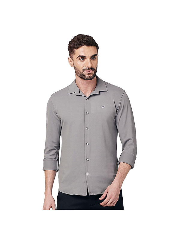 KILLER Men Dark Grey Solid Shirts