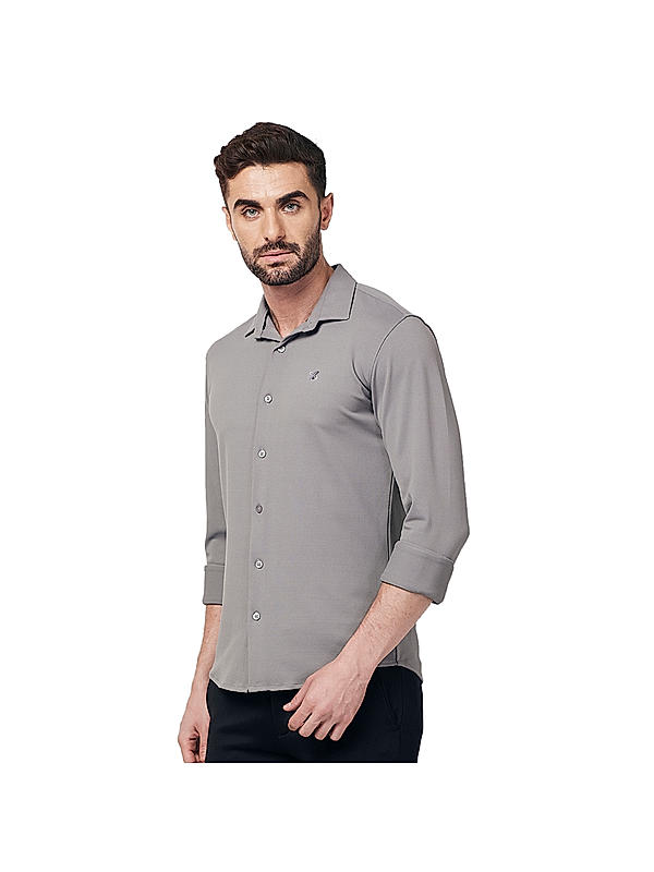 KILLER Men Dark Grey Solid Shirts