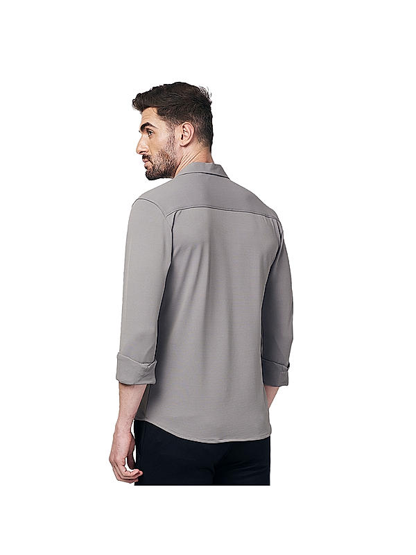 KILLER Men Dark Grey Solid Shirts