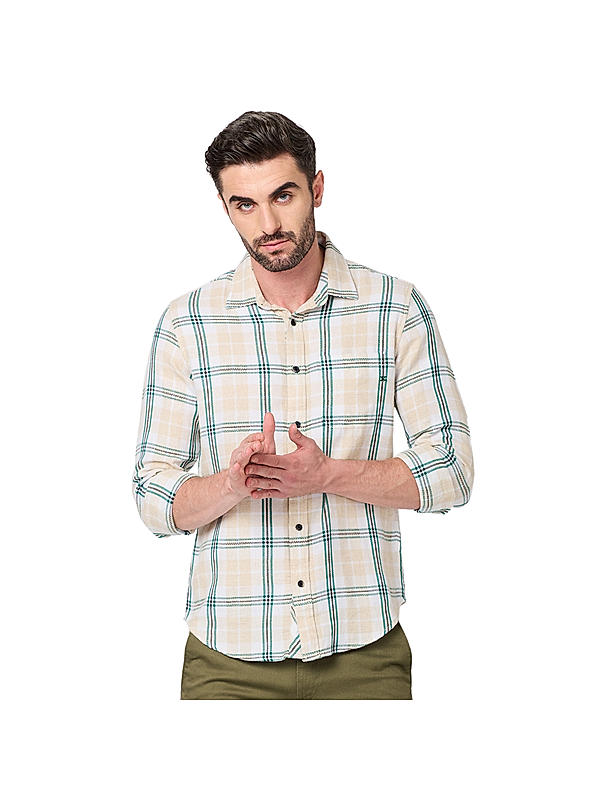 KILLER Men Beige Checks Shirts