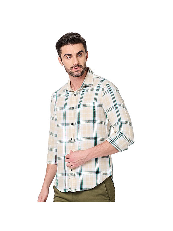 KILLER Men Beige Checks Shirts