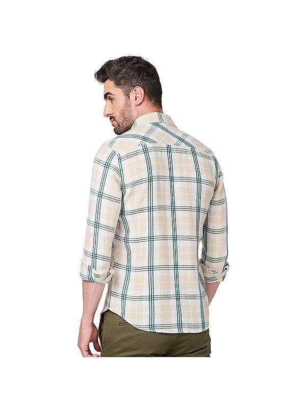 KILLER Men Beige Checks Shirts