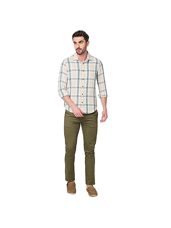 KILLER Men Beige Checks Shirts